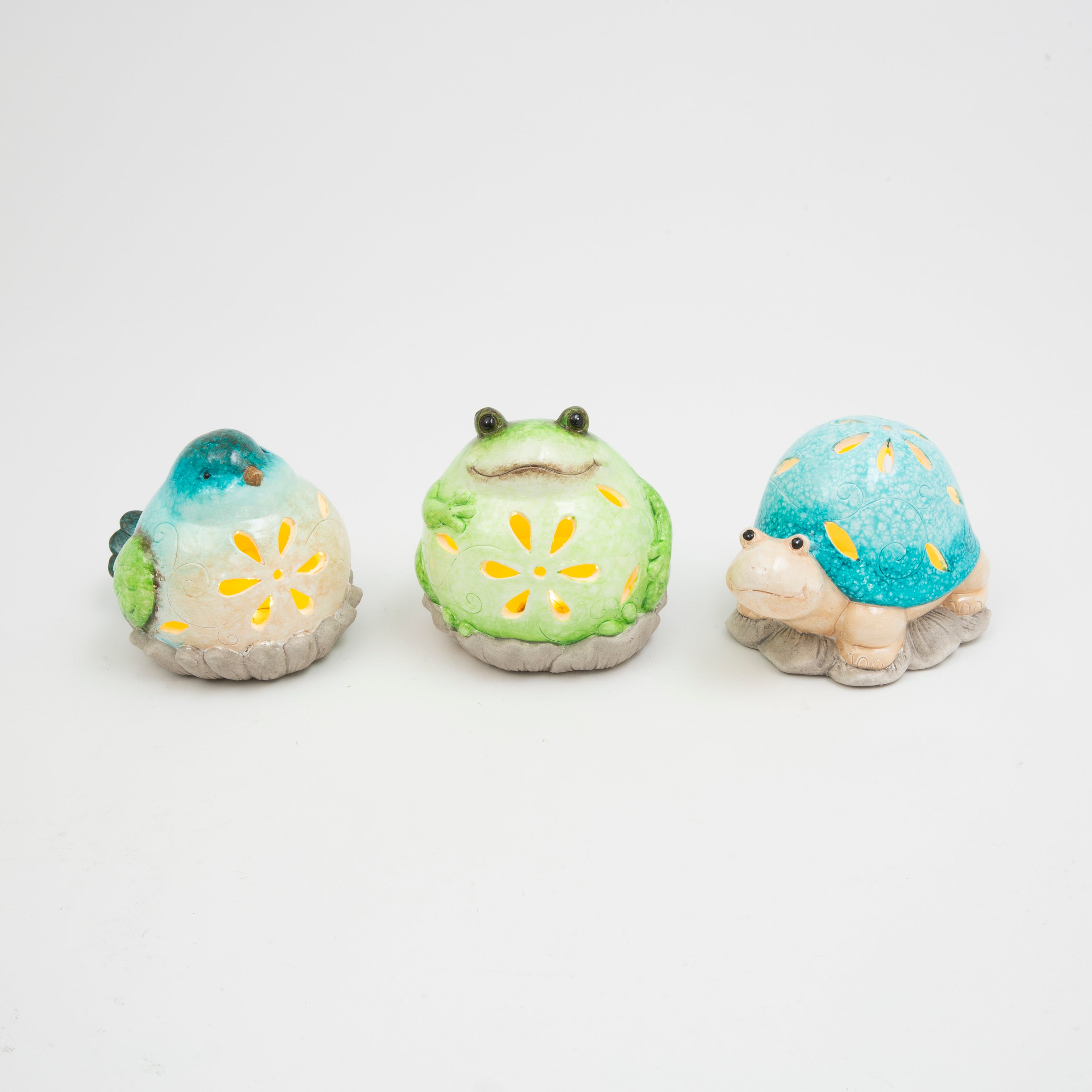 6.1 in. Illuminating Terracotta Garden Friends Figurines, set of 3